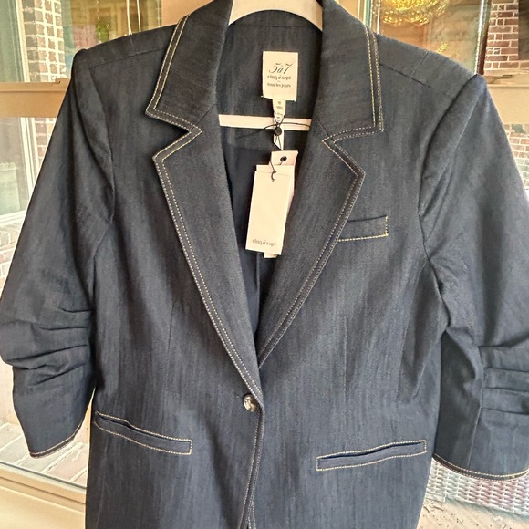 NWT Cinq à Sept Khloe Denim Blazer, Indigo, Size 10 - Picture 4 of 8